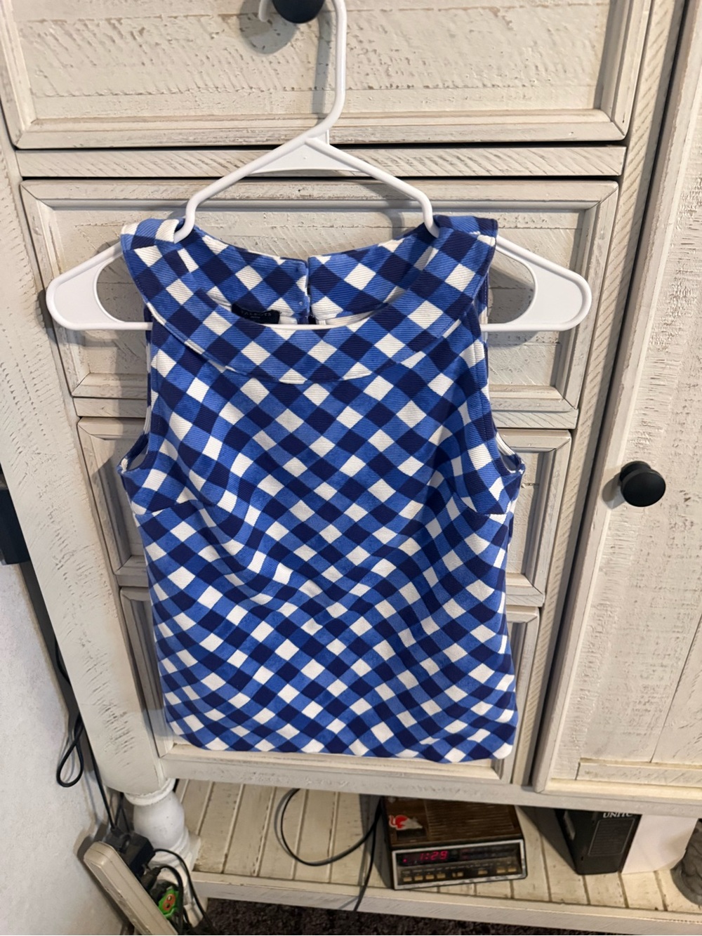Talbots Blue and White Gingham Sleeveless Top